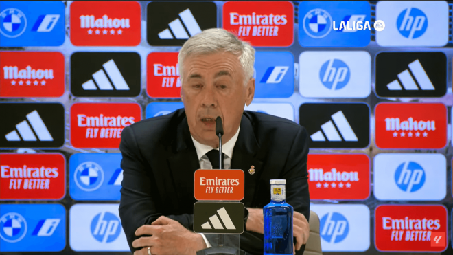 Carlo Ancelotti, en rueda de prensa del Real Madrid.