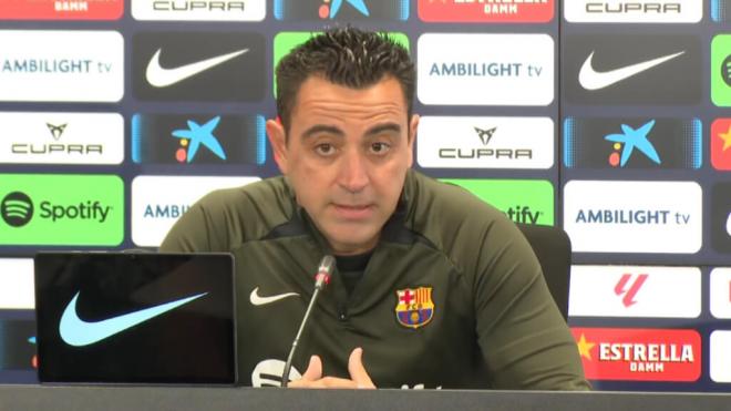 Xavi Hernández, en rueda de prensa.