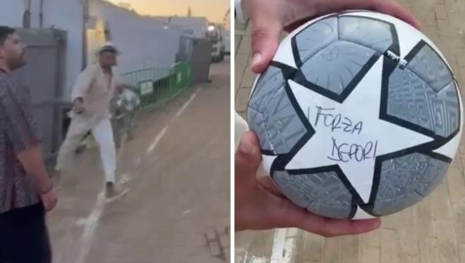 El balón que han colado en el estadio de El Arcángel de Córdoba.