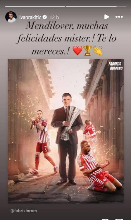 Ivan Rakitic felicitó a Mendilibar en redes sociales (foto: Instagram @rakitic).
