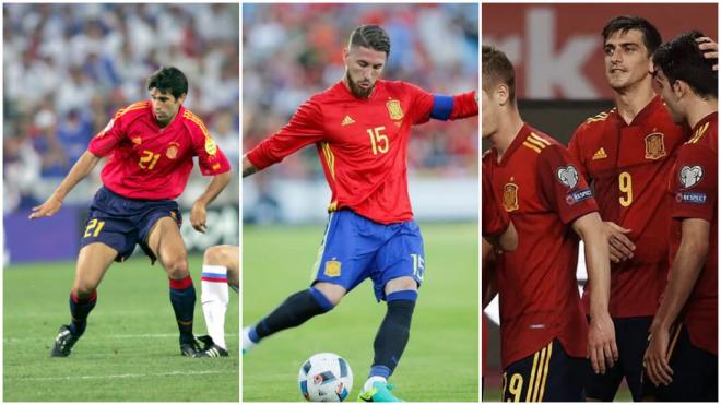Las camisetas de la Selección Española en las Eurocopas.