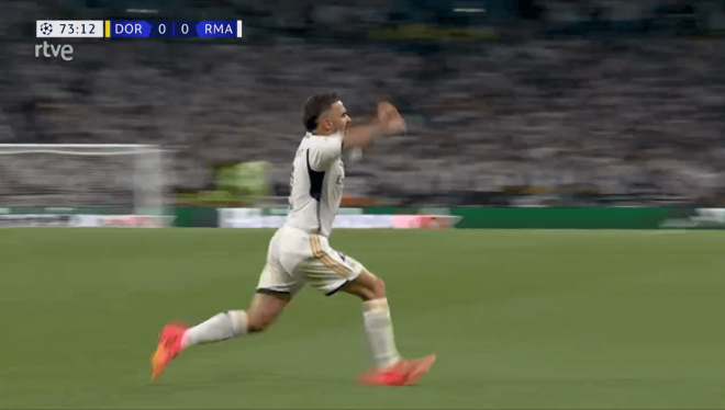 Dani Carvajal celebra el 0-1 del Real Madrid ante el Dortmund.