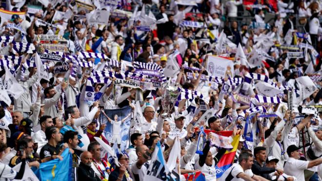 La afición del Real Madrid en Wembley para la final de Champions League (foto: Cordon Press).
