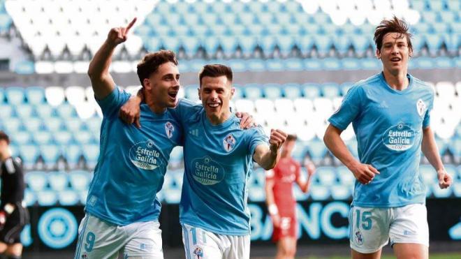 Pablo Durán, Alfon y Fer López celebran un gol (Foto: RC Celta).