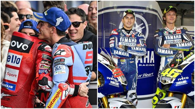 Pecco Bagnaia, Marc Márquez, Jorge Lorenzo y Valentino Rossi (Cordon Press - Europa Press)