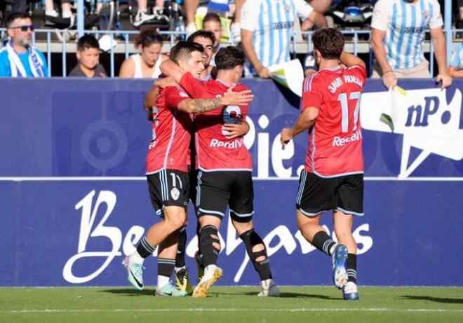 Alfon, Damián, Durán y Rueda celebran un gol (Foto: RC Celta).