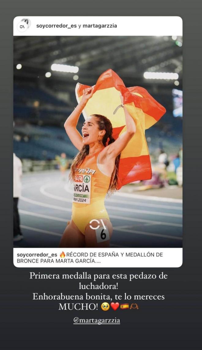 Ana Peleteiro felicitando a Marta García por su bronce (Instagram: @apeleteirob)