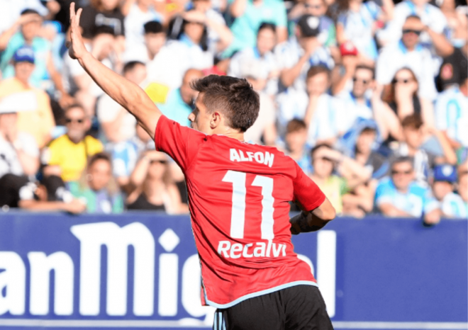 Alfon celebra su gol en La Rosaleda (Foto: RC Celta).