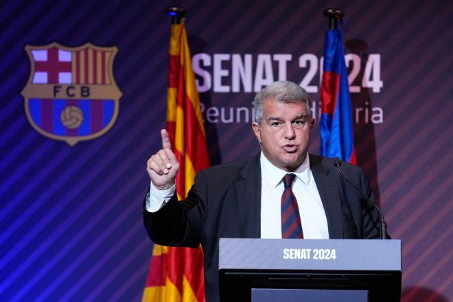 Joan Laporta, en la reunión ordinaria del senado (Foto: EFE).