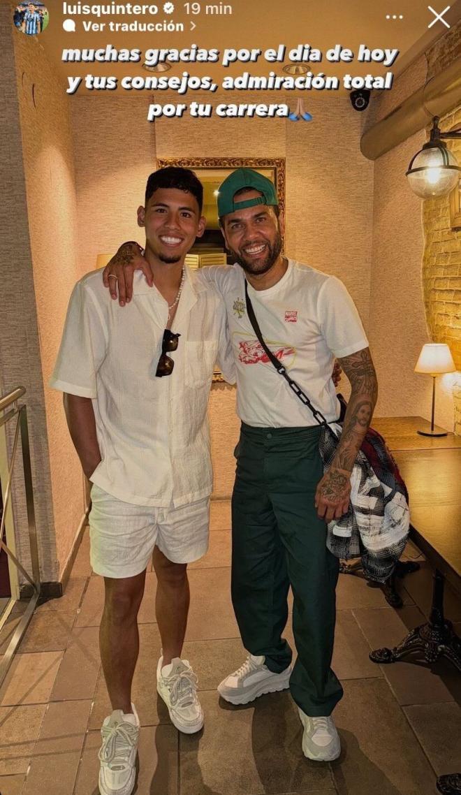 Luis Quintero posa con Dani Alves en las redes sociales (Foto: @luisquintero)