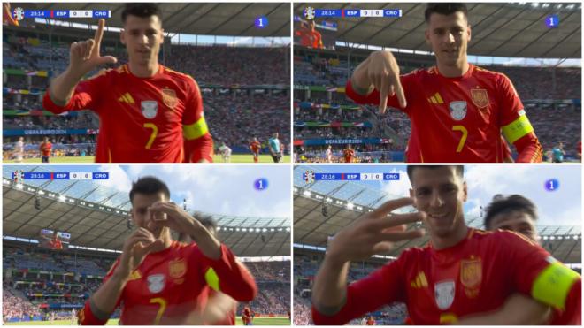 La celebración de Álvaro Morata en el gol, gesto a gesto: precioso mensaje familiar con cuatro in
