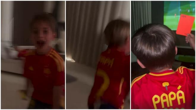 La reacción de los hijos de Álvaro Morata a la dedicatoria en su celebración: 