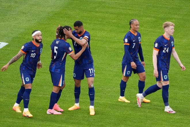 Países Bajos celebra el gol del empate ante Polonia (Cordon Press)