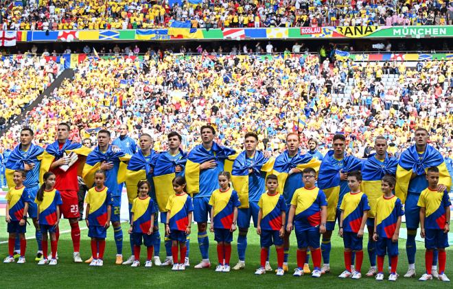La Selección de Ucrania, antes de su debut en la Eurocopa (Foto: Cordon Press).