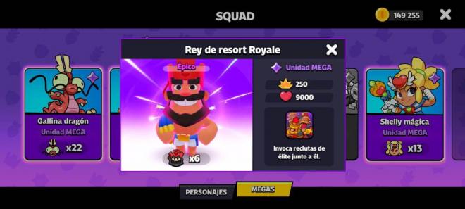 El Rey de resort Royale, la nueva unidad MEGA de Squad Busters