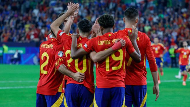 La Selección Española durante el partido ante Italia (Fuente: Cordon Press)