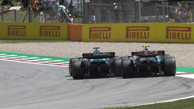 Lance Stroll y Lewis Hamilton, en el Gran Premio de España (Foto: F1).