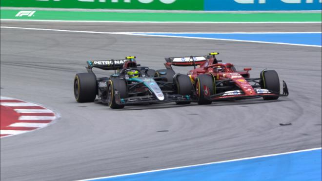 Lewis Hamilton y Carlos Sainz, en el Gran Premio de España (Foto: F1).