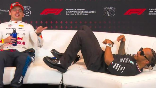 Max Verstappen y Lewis Hamilton, en el GP de España