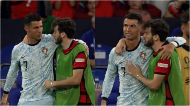 Cristiano Ronaldo y Kvaratskhelia tras el partido entre Georgia y Portugal (Fuente: @EURO2024)