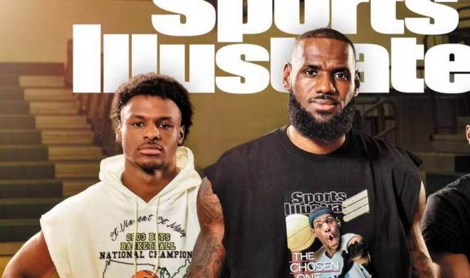 Bronny James y LeBron James, juntos en la portada de Sports Illustrated.