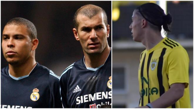 Zidane, Ronaldo y el nuvo jugador del Illuecas (Fotos: Cordon Press y @zinxdine_)