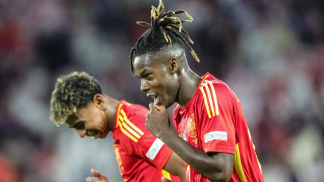 Lamine Yamal y Nico Williams, con la Selección Española en la Eurocopa 2024 (foto: Cordon Press).