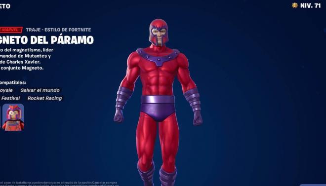 La skin de Magneto en Fortnite
