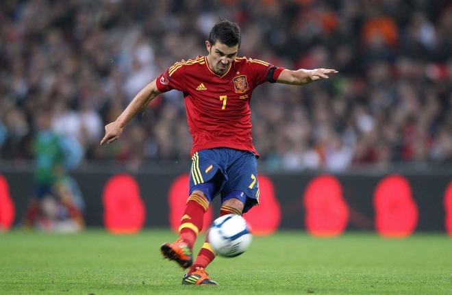 David Villa durante un partido de la Selección Española (Fuente: Cordon Press)