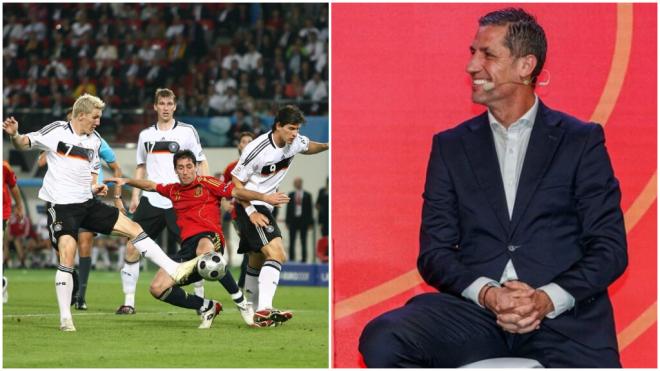 Joan Capdevila, frente a Alemania en 2008 y en un acto de la RFEF (Fotos: Cordon Press y @joancapde