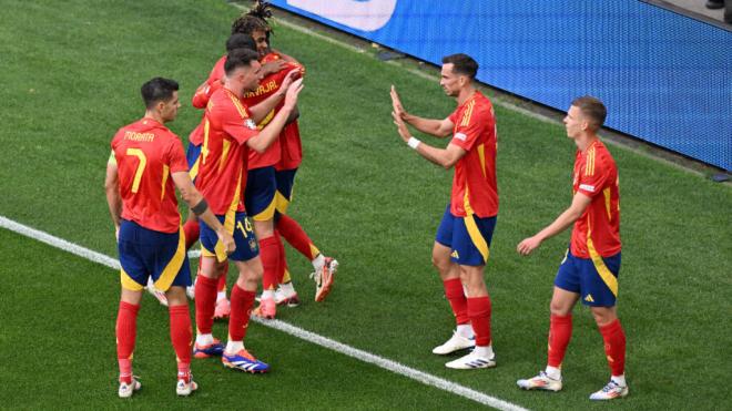 España celebra el pase ante Alemania en la Eurocopa 2024 (foto: Cordon Press).