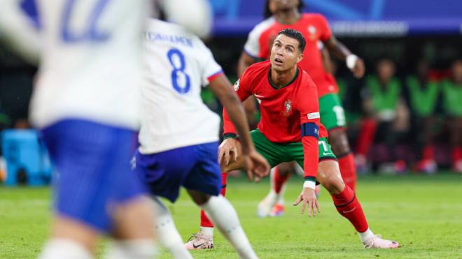 Cristiano Ronaldo, durante el Portugal-Francia de la Eurocopa 2024 (foto: Cordon Press).