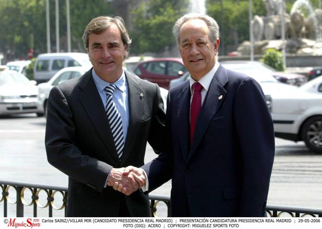 Villar Mir, con Carlos Sainz, presentando su candidatura a la presidencia del Real Madrid (Foto: Co