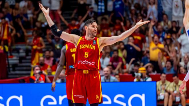 Rudy Fernández durante el partido ante Finlandia (Fuente: @BaloncestoESP)