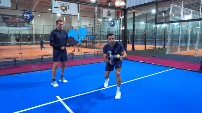 Andrés Britos y Manu Carreño, durante la clase