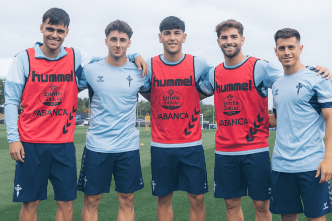 Miguel Román, Pablo Durán, Yoel Lago, Javi Rueda y Alfon (Foto: RC Celta).