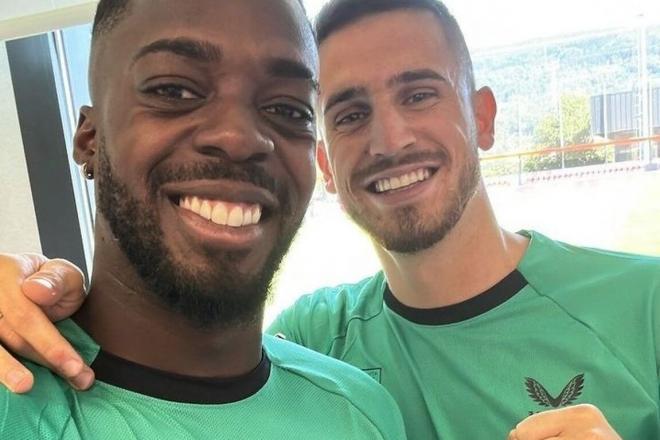 Iñaki Williams y Oihan Sancet, contentos de vuelta en Lezama (Foto: Athletic Club).