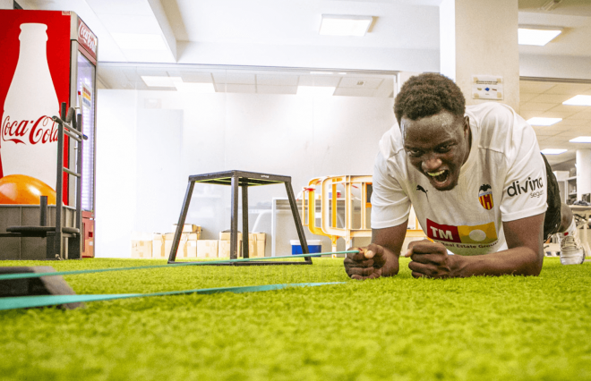 Mouctar Diakhaby, en el primer entrenamiento de la pretemporada (Foto: Valencia CF).