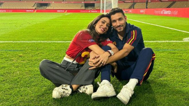 Alejandra Moral y Jesús Navas tras un partido con España (Instagram: @alejandramoralsoyo)