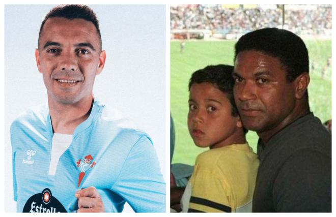 Iago Aspas y Thiago Alcántara, junto a Mazinho, en Balaídos viendo al Celta.