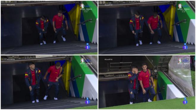 Pedri González y Ferran Torres entrando al Allianz Arena (Foto: La 1)