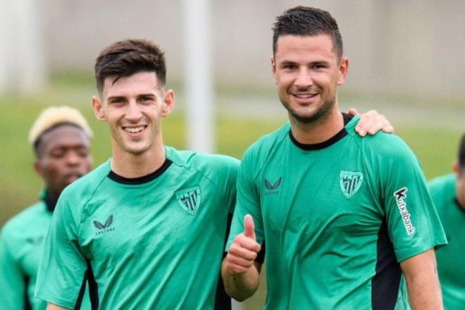 Imanol y Gorka Guruzeta, en un entrenamiento en Lezama (Foto: Athletic Club).