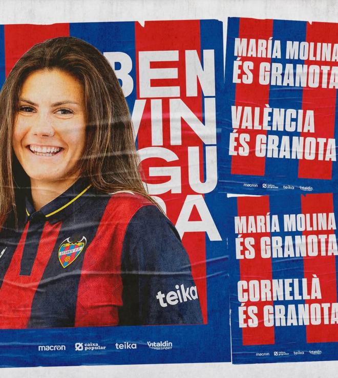 El anuncio del Levante Femenino de la llegada de María Molina (Foto: LUD).