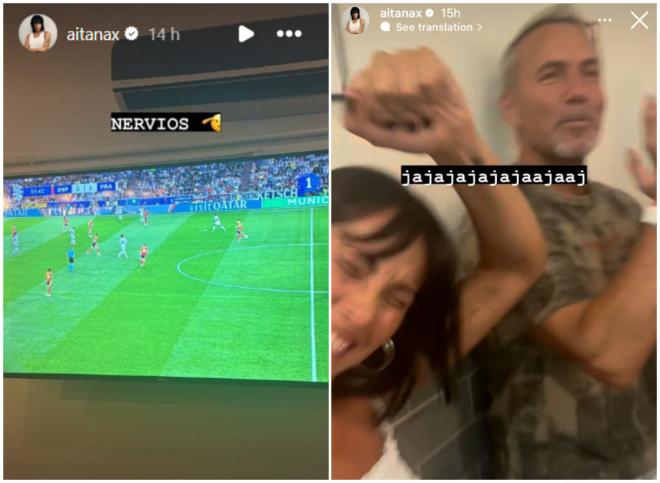 Aitana Ocaña junto a su padre viendo el España - Francia (Foto: @aitanax)