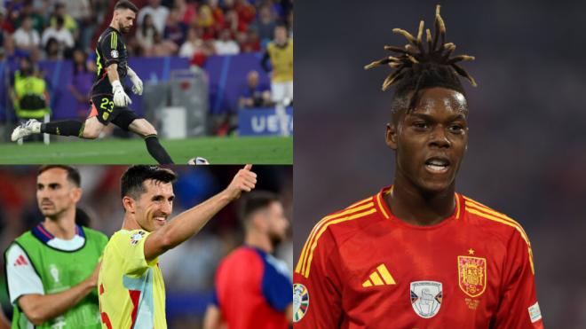 Unai Simón, Nico Williams y Dani Vivian con la Selección Española (Montaje: Cordon Press)