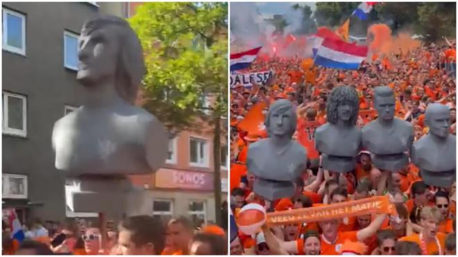 La afición 'Orange' homenajeó a varias de sus leyendas dantes del Países Bajos-Inglaterra de la