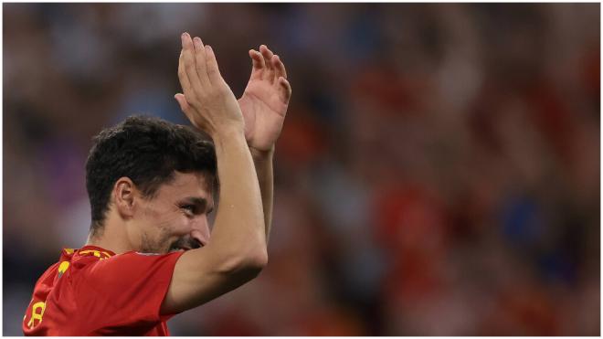 Jesús Navas, celebrando tras el partido de semis contra Francia.