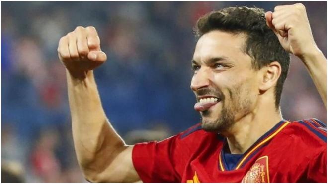 Jesús Navas, celebrando tras el partido de semis contra Francia.