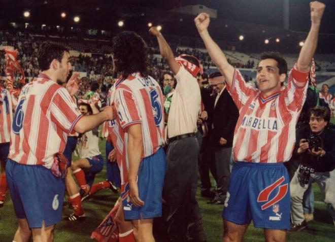 Celebración del Atlético de Madrid tras ganar la Copa del 96 (Foto: ATM).