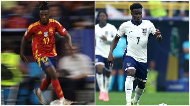 Nico Williams y Bukayo Saka se verán las caras en el España-Inglaterra (foto: Cordon Press).